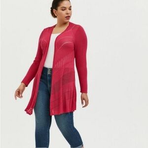 Torrid Pointelle Cardigan Open Front Sweater Hot Pink, size 1X